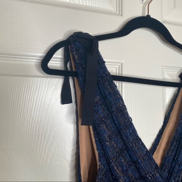 Self-Portrait Navy Metallic Pattern Mini Dress - Picture 7 of 13